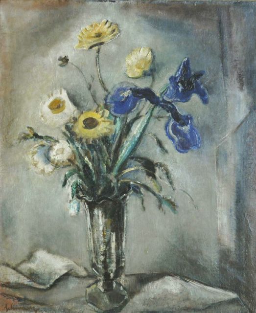 Mommie Schwarz | Stilleven van tuinbloemen, olieverf op doek, 65,0 x 54,8 cm, gesigneerd l.o.