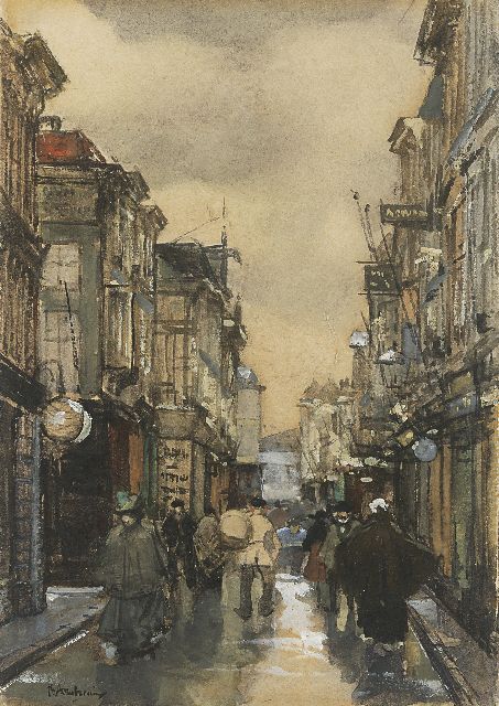 Floris Arntzenius | Spuistraat, Den Haag, aquarel en gouache op papier, 16,9 x 11,5 cm, gesigneerd l.o.