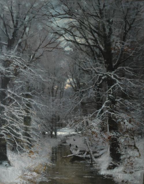 Arnold Gorter | Bosbeek in de sneeuw, olieverf op doek, 76,2 x 60,3 cm, gesigneerd r.o.