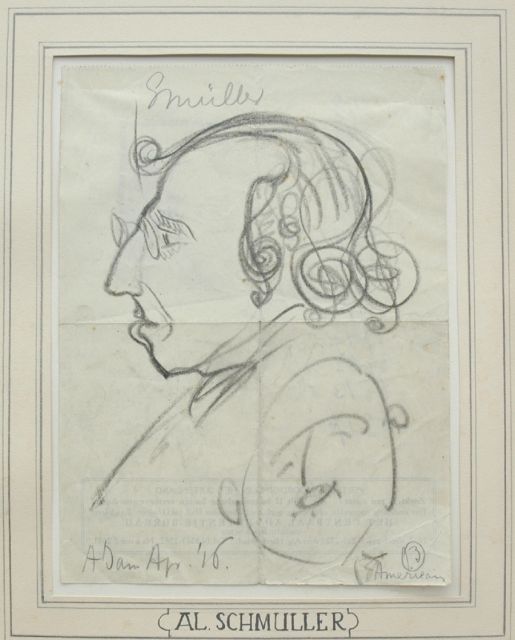 Herman Moerkerk | Portret van Alexander Schmuller, zwart krijt op papier, 21,8 x 16,3 cm, gedateerd Amsterdam Apr. '16