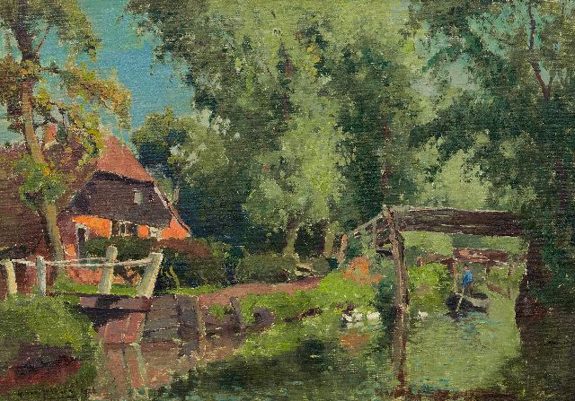 Gerbrand Frederik van Schagen | Slootje in Giethoorn, olieverf op doek, 37,6 x 53,6 cm, gesigneerd l.o. en gedateerd 1926