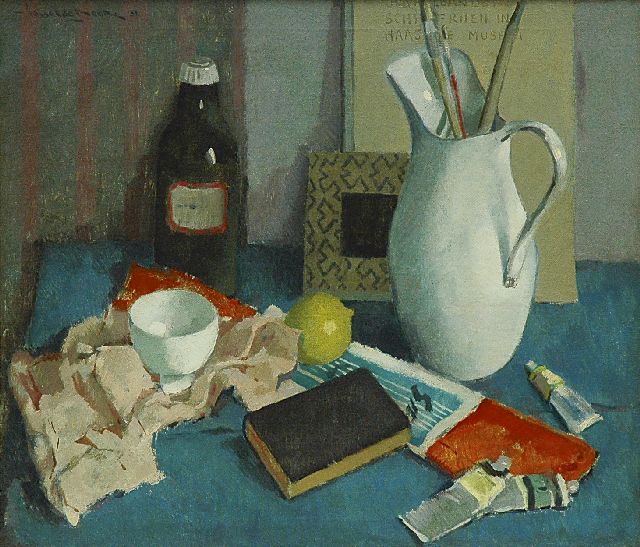 Hessel de Boer | Stilleven met witte kan, olieverf op doek, 60,4 x 70,3 cm, gesigneerd l.b. en gedateerd '51
