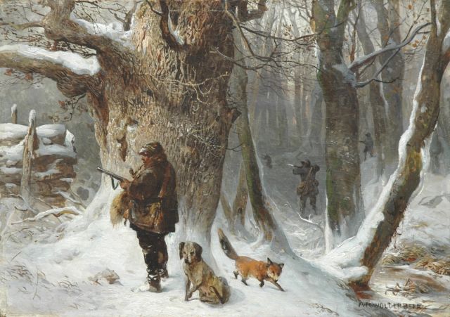 Anna Wolterbeek | Het slimme vosje, olieverf op doek, 29,9 x 42,1 cm, gesigneerd r.o. en verso