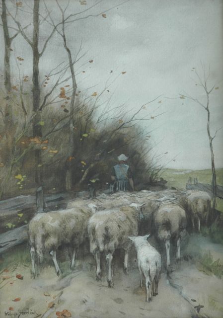 Willem Steelink jr. | Op weg, aquarel en gouache op papier, 31,5 x 23,0 cm, gesigneerd l.o.