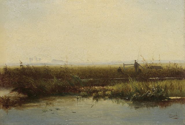 Constan Gabriel | Vissers in weids polderlandschap, olieverf op paneel, 21,5 x 31,3 cm, gesigneerd r.o.