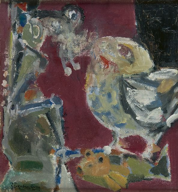 Jan Stekelenburg | Vogels en vis, olieverf op doek, 37,3 x 35,5 cm, gesigneerd l.o. en te dateren 1951