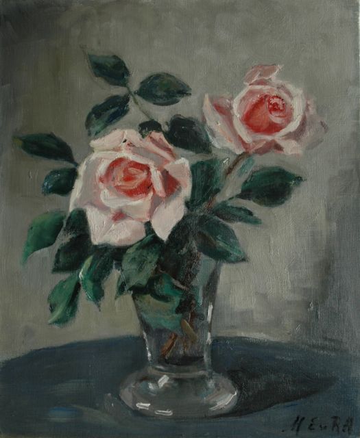Marie van Regteren Altena | Rozen, olieverf op doek, 46,2 x 38,2 cm, gesigneerd r.o. met initialen