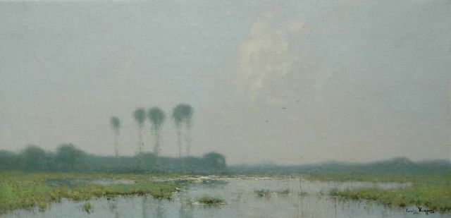 Cornelis Kuijpers | Ondergelopen uiterwaarden, olieverf op doek, 41,5 x 84,5 cm, gesigneerd r.o.