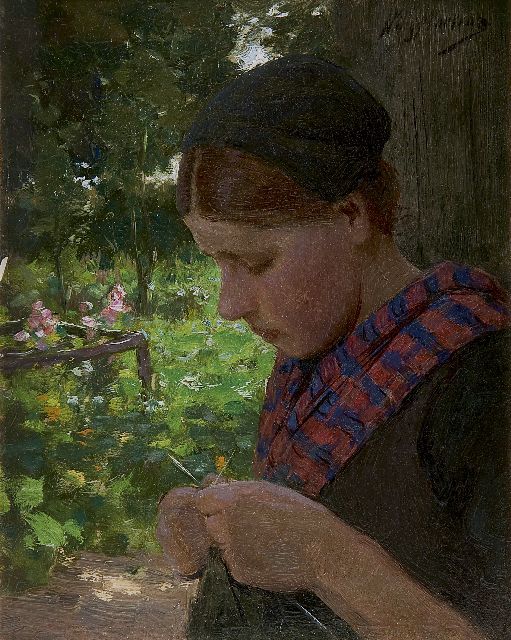 Willy Martens | Breiend meisje, olieverf op paneel, 22,1 x 17,6 cm, gesigneerd r.b.