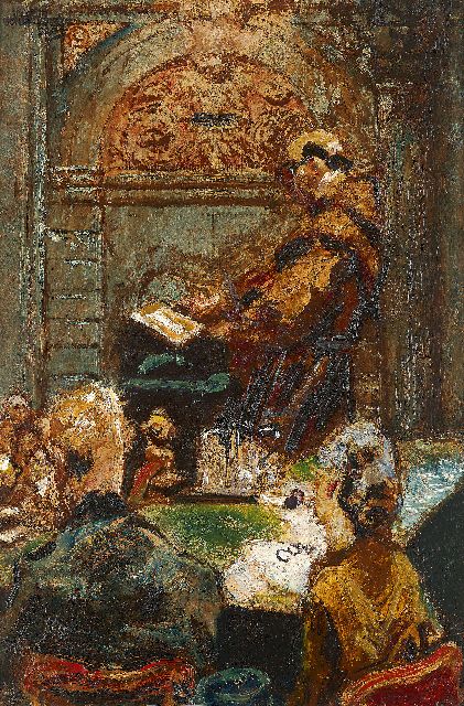 Martin Monnickendam | Greive in het Concertgebouw, olieverf op paneel, 59,9 x 40,0 cm, gesigneerd l.b. en gedateerd 1932