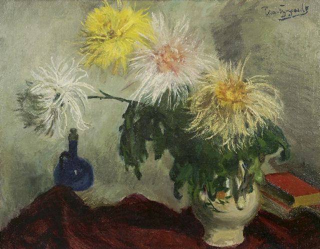 Piet van Wijngaerdt | Chrysantenweelde, olieverf op doek, 80,3 x 100,3 cm, gesigneerd r.b.