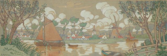 Rodolphe Wytsman | Vlaanderen (studie voor een fries, rechterkant), potlood en aquarel op papier, 21,6 x 60,0 cm, gesigneerd l.o. en te dateren 1902