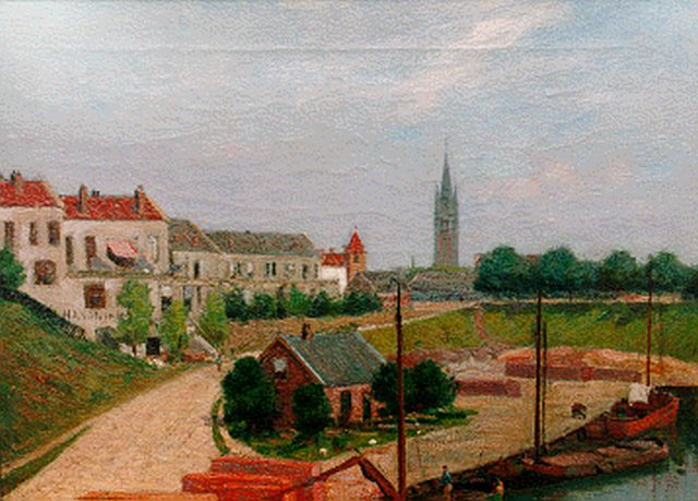 Gerard Koekkoek | Haven en losplaatsen te Hilversum, olieverf op doek, 42,3 x 55,3 cm, gesigneerd l.o.