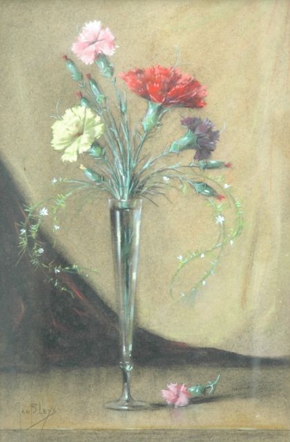 Jan Bleijs | Anjers, houtskool en pastel op karton, 53,7 x 37,3 cm, gesigneerd l.o.