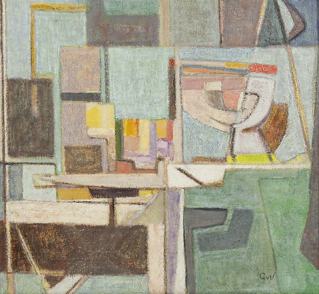 Geer van Velde | Compositie, olieverf op doek, 53,0 x 57,3 cm, gesigneerd r.o. met initialen en te dateren 1945-1950