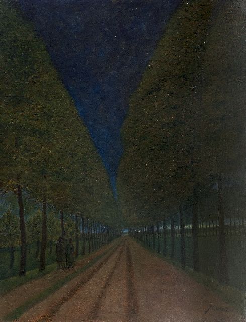 Jo Lodeizen | De weg, olieverf op board, 90,0 x 70,0 cm, gesigneerd r.o.
