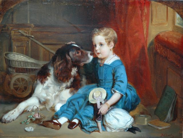 Johannes Antonius Canta | De beste maatjes, olieverf op paneel, 26,0 x 34,3 cm, gesigneerd r.o.