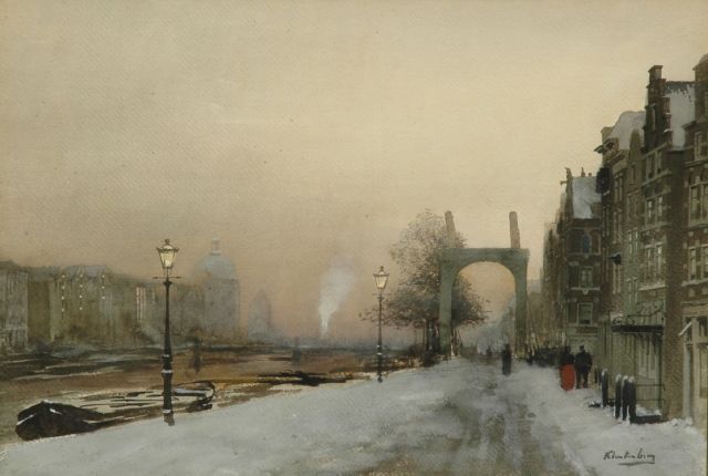 Karel Klinkenberg | Gezicht op de Amstel, Amsterdam, aquarel en gouache op papier, 35,0 x 51,0 cm, gesigneerd r.o.