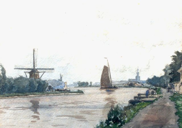 Gerard Koekkoek | Gezicht op Overschie, aquarel op papier, 23,0 x 21,0 cm, gesigneerd l.o.