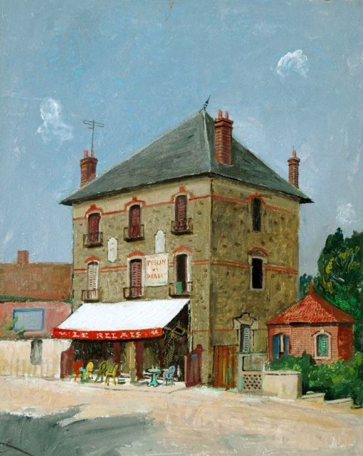 Harm Kamerlingh Onnes | Café in Frankrijk, olieverf op board, 50,5 x 40,3 cm
