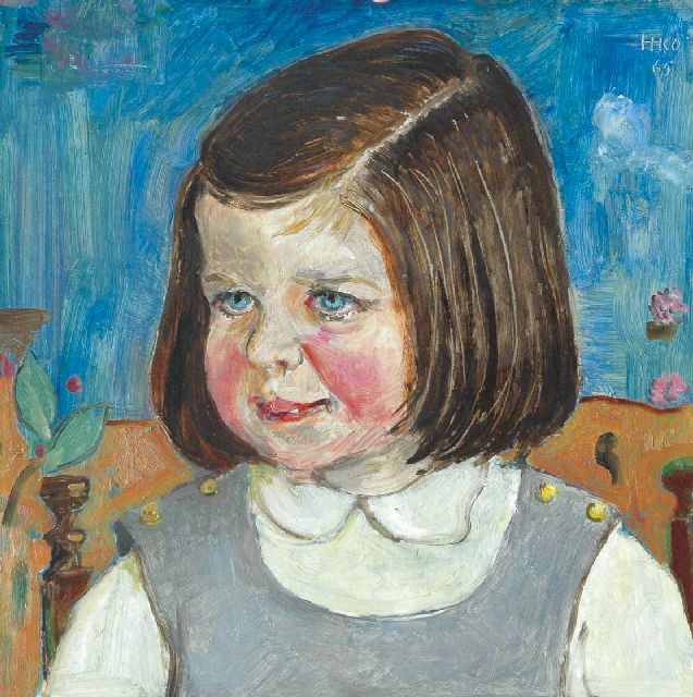 Harm Kamerlingh Onnes | Portret van Sandra Croockewit, olieverf op board, 29,6 x 29,3 cm, gesigneerd r.b. met monogram en gedateerd 65