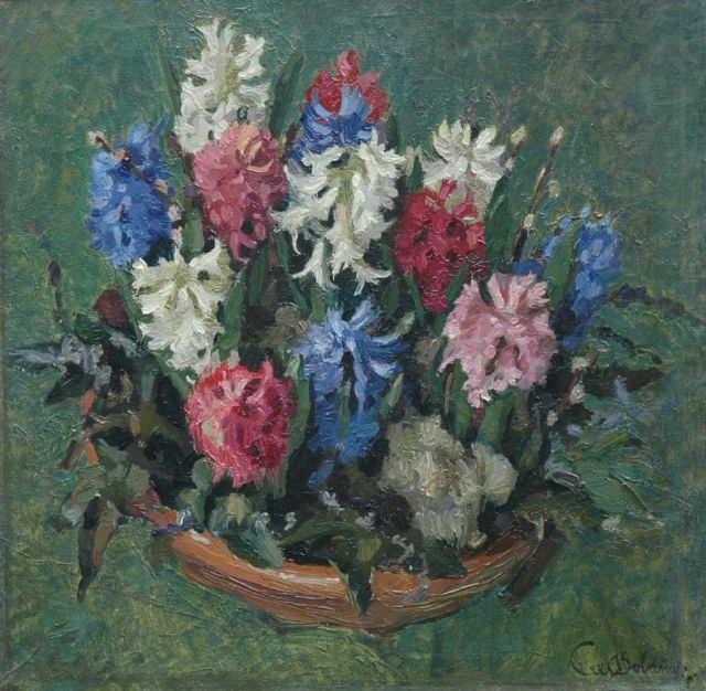 Cees Bolding | Hyacinthen, olieverf op doek, 57,0 x 57,5 cm, gesigneerd r.o.
